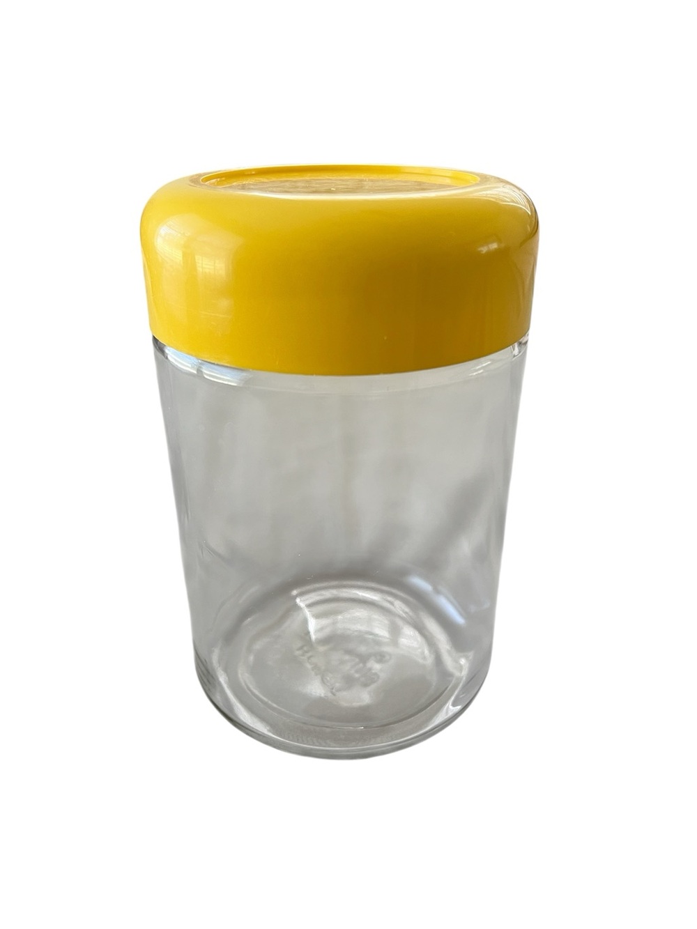 Heller Designs Vintage Glass Storage Canister Jar with Yellow Lid - MCM